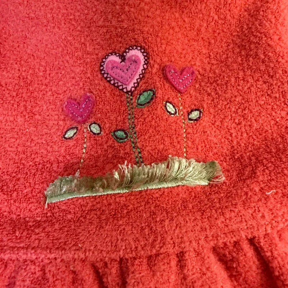 Vintage Y2K Carters Girls Fleece Coral Jumpsuit Floral Heart embroidered 12-18m